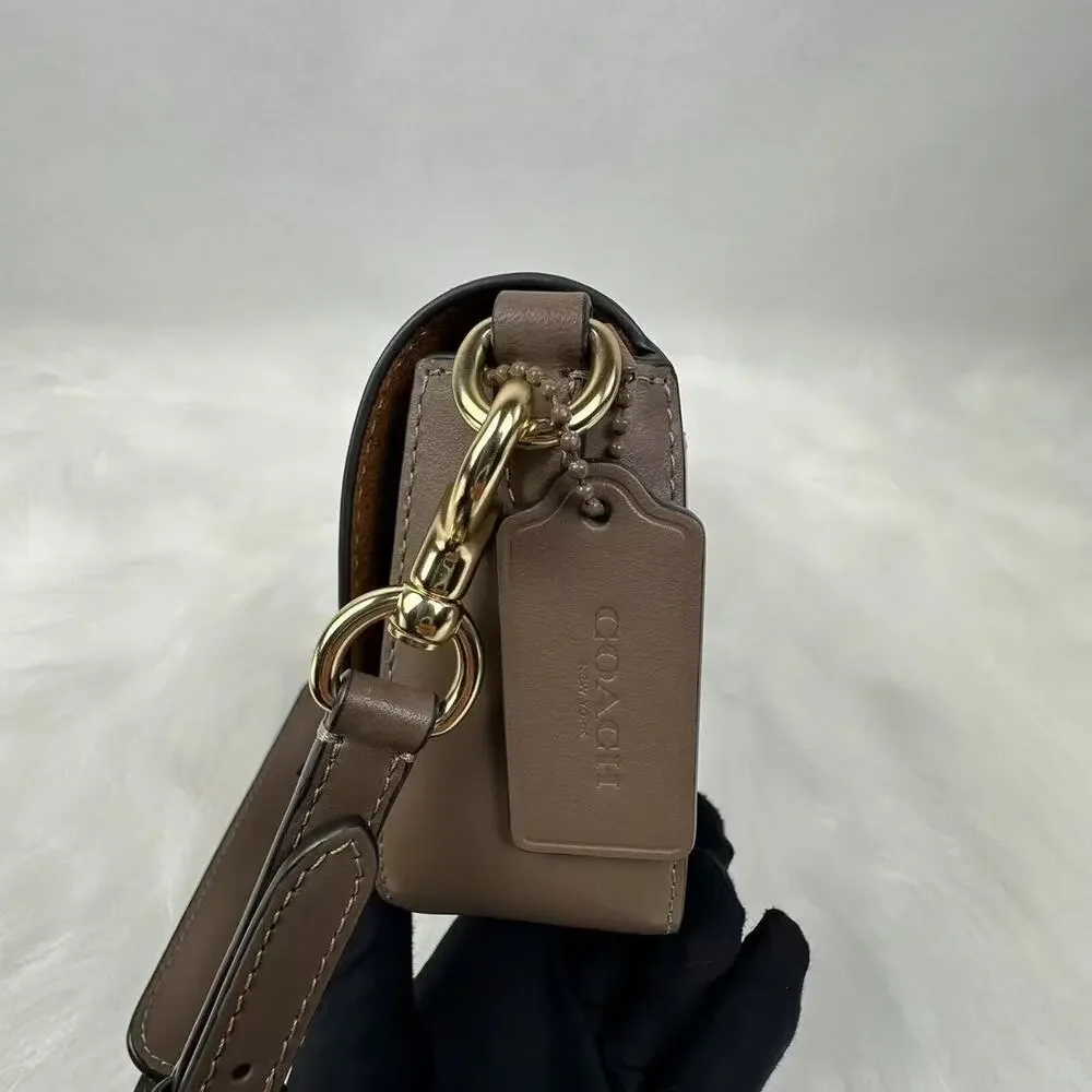 COACH Andrea Shoulder Bag In Smooth Leather/Gold/Dark Stone CT768 NWT